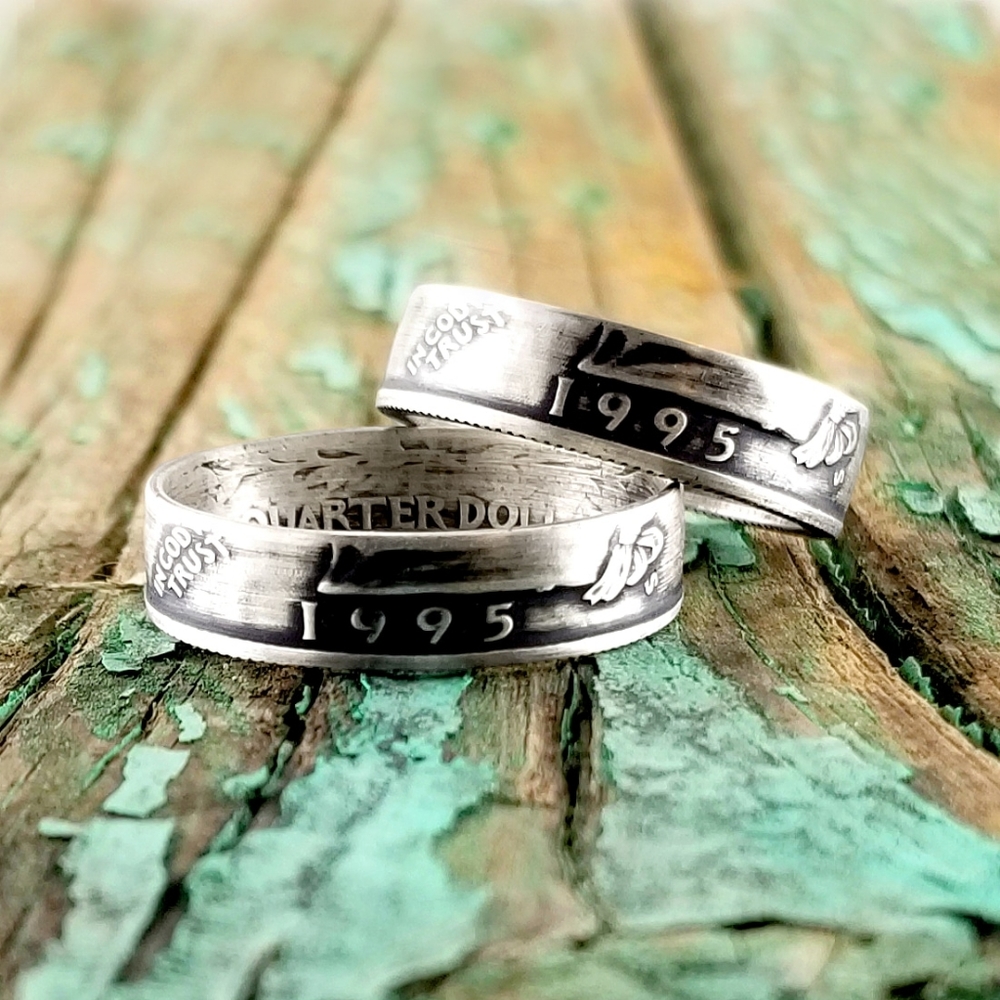 Silver 1995 25th Wedding Anniversary Ring Set